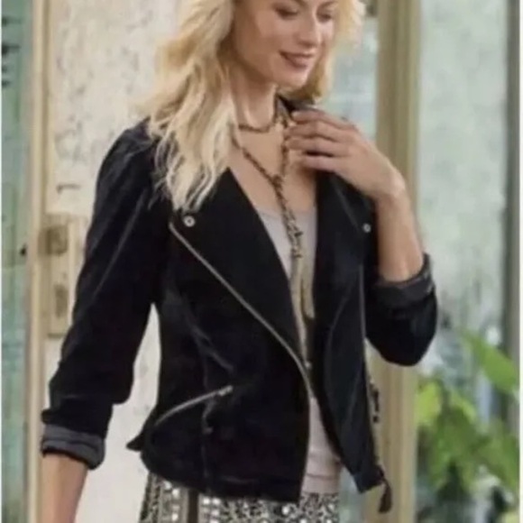 Soft Surroundings black velvet moto style jacket, size Petite Large - Picture 1 of 9